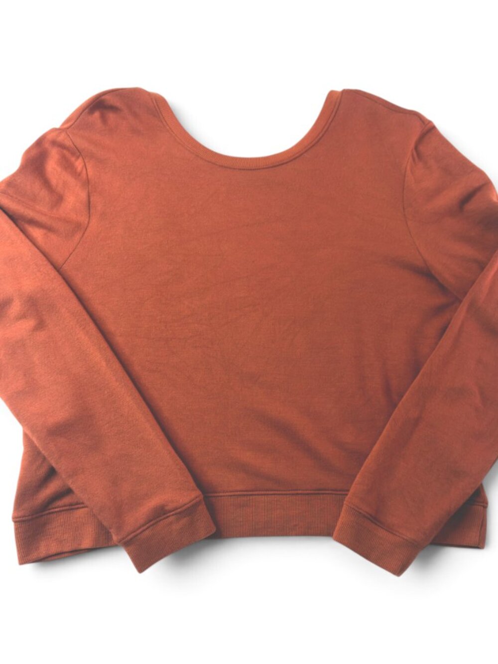 splits59 rust copper deep v back cropped sweatshirt top size s athleisure soft - Picture 3 of 8